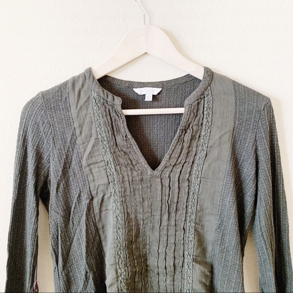 VINTAGE! LUCKY BRAND! GRAY OLIVE LONG SLEEVE WOMEN’S BLOUSE! - Picture 3 of 3